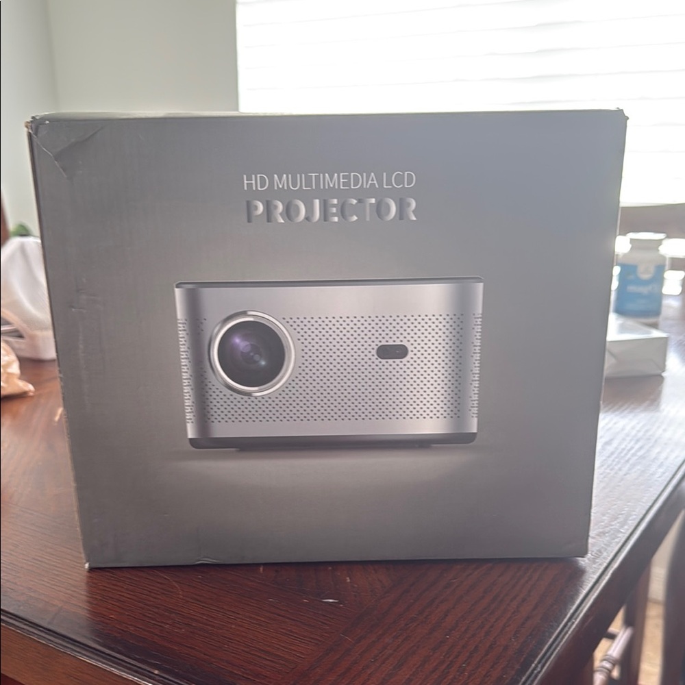 Silver Multimedia Projector with Ports and Lens